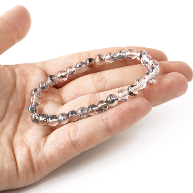 【極上,希少】スティブナイトインクォーツ ６㎜　ブレスレット　美品　透明 超レア希少石☆SAランク☆スティブナイトインクォーツの