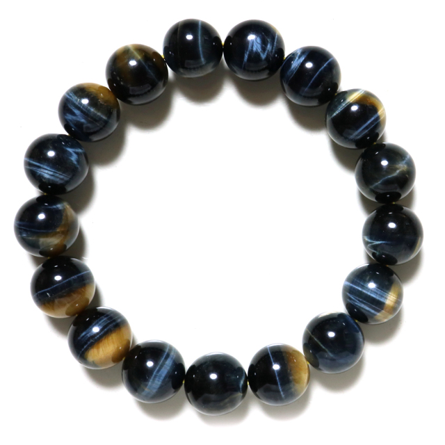 ゴールデンブルー タイガーアイ ブレスレット 12mm AAA キャッツアイ 虎目石 パワーストーン ツートンカラー 天然石 メンズ