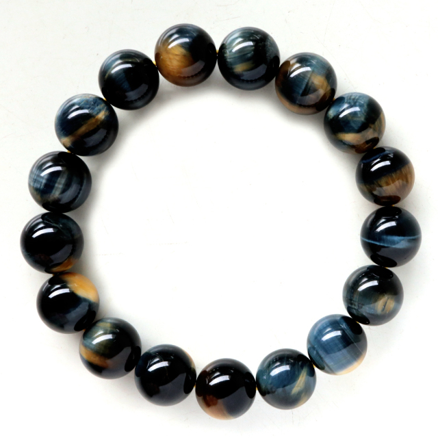 ゴールデンブルー タイガーアイ ブレスレット 12mm AAA キャッツアイ