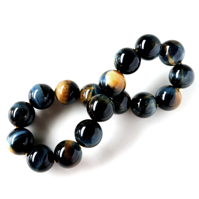 ゴールデンブルー タイガーアイ ブレスレット 12mm AAA キャッツアイ