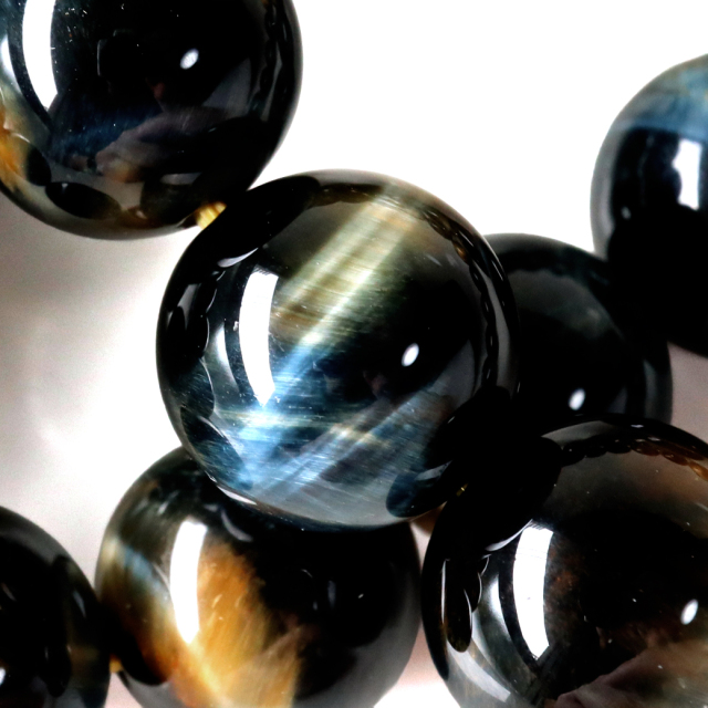 ゴールデンブルー タイガーアイ ブレスレット 12mm AAA キャッツアイ