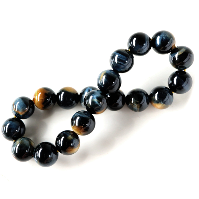 ゴールデンブルー タイガーアイ ブレスレット 10mm AAA キャッツアイ 虎目石 パワーストーン ツートンカラー 天然石 メンズ