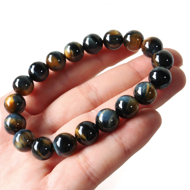 ゴールデンブルー タイガーアイ ブレスレット 10mm AAA キャッツアイ 虎目石 パワーストーン ツートンカラー 天然石 メンズ