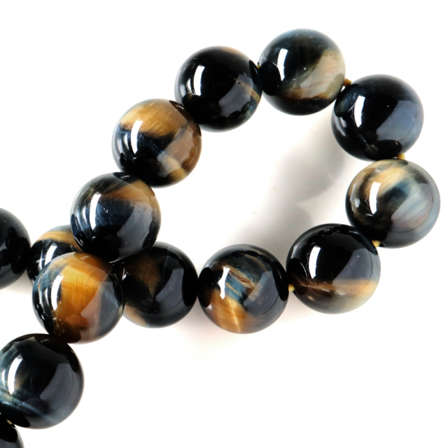 ゴールデンブルー タイガーアイ ブレスレット 10mm AAA キャッツアイ 虎目石 パワーストーン ツートンカラー 天然石 メンズ