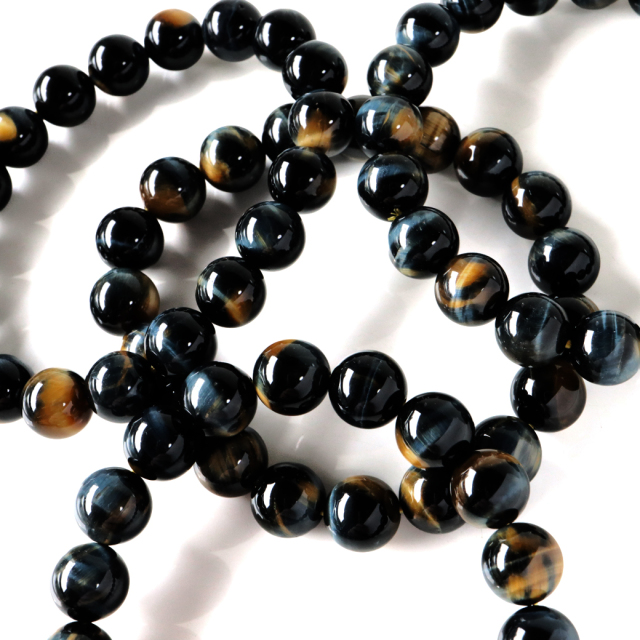 ゴールデンブルー タイガーアイ ブレスレット 10mm AAA キャッツアイ 虎目石 パワーストーン ツートンカラー 天然石 メンズ