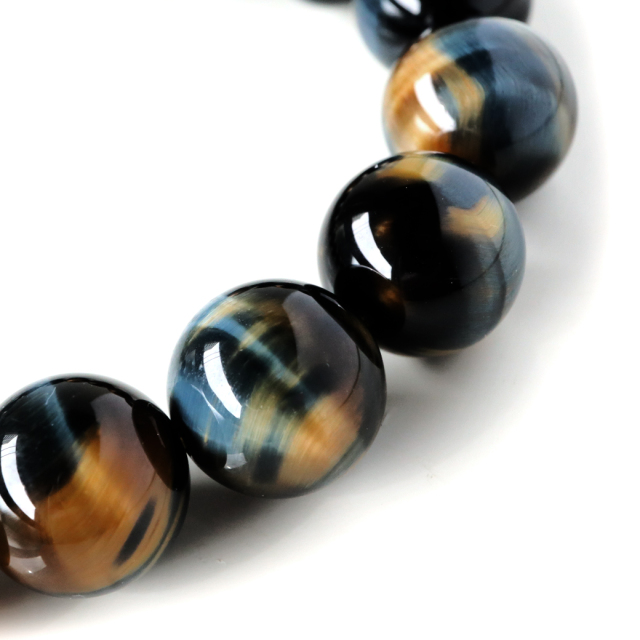 ゴールデンブルー タイガーアイ ブレスレット 10mm AAA キャッツアイ 虎目石 パワーストーン ツートンカラー 天然石 メンズ