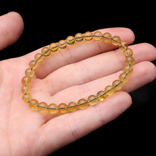 ブルーアンバー ブレスレット 6mm メキシコ産 琥珀 こはく メキシカンアンバー ブラックライト付き