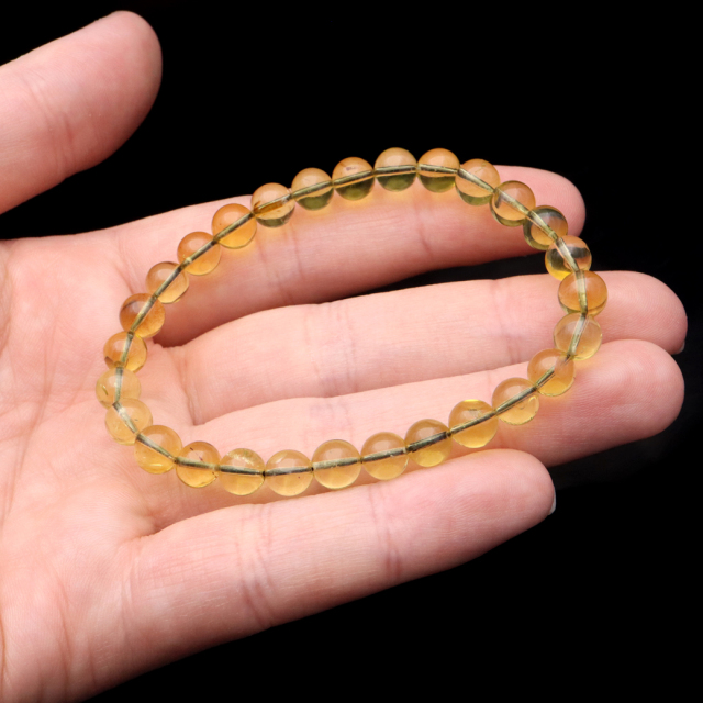 ブルーアンバー ブレスレット 6.5mm メキシコ産 琥珀 こはく メキシカンアンバー ブラックライト付き