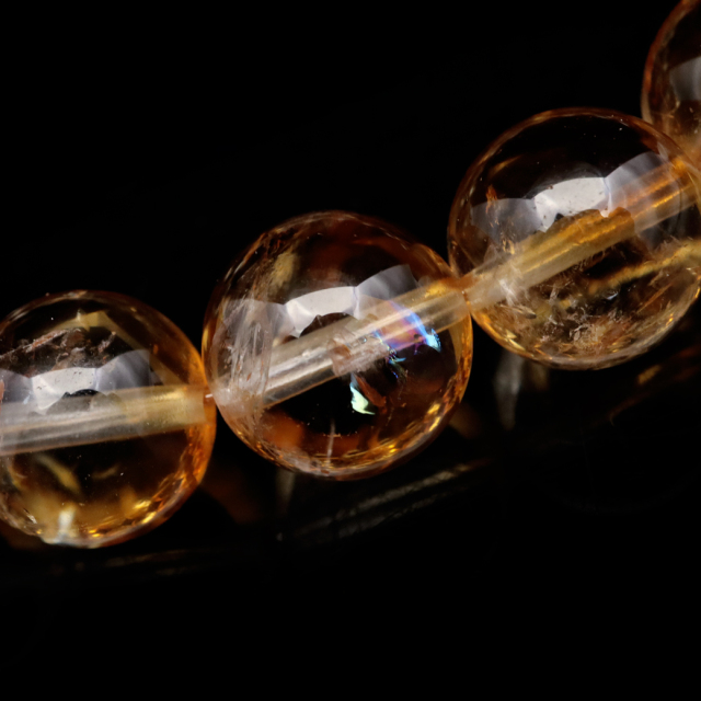 シトリン アイリスクォーツ ブレスレット 10mm 黄水晶 虹入り 天然石 パワーストーン 11月 誕生石