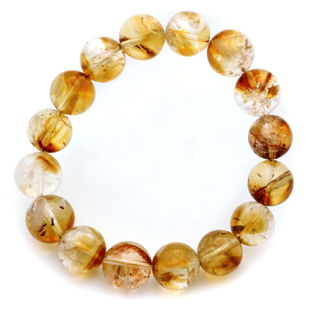 天然石シトリンルチルインエンジェルラダー12ミリ玉ビーズ