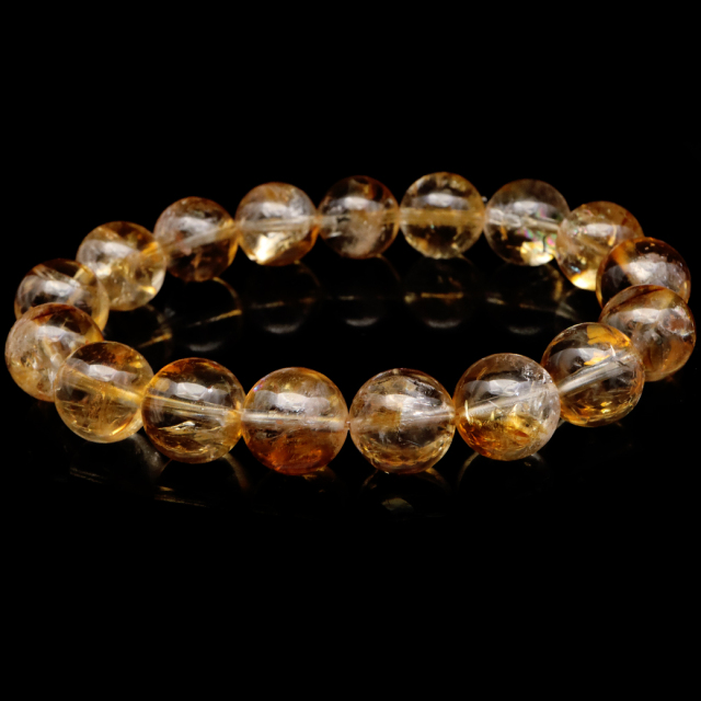 シトリン アイリスクォーツ ブレスレット 12mm 黄水晶 虹入り 天然石