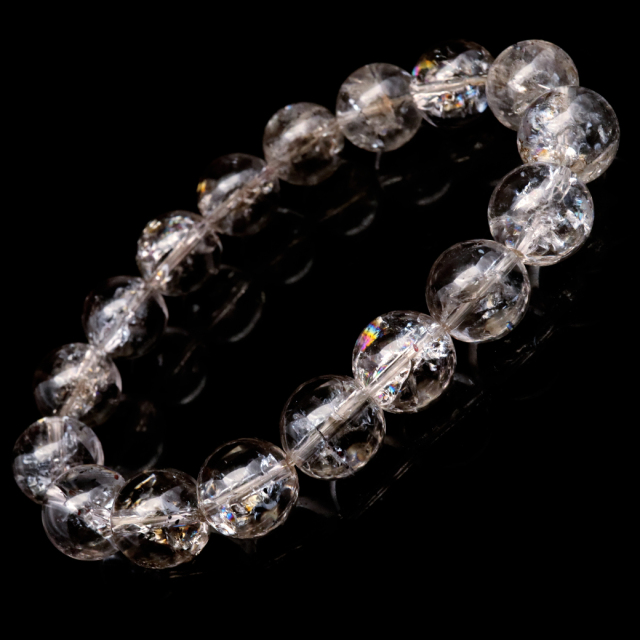 レピドクロサイト イン アイリスクォーツ ブレスレット 12mm 人工クラック 虹入り 水晶 母の日 ホワイトデー プレゼント お返し