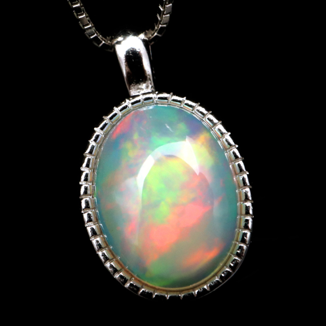 プレシャスオパール ペンダント 天然石 ネックレス AA Silver925 10 誕生石 エチオピア産 パワーストーン 天然石
