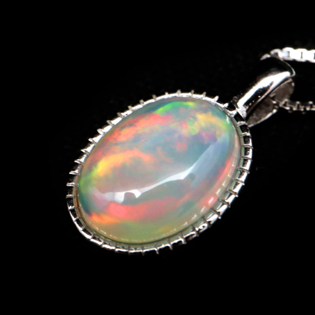 プレシャスオパール ペンダント 天然石 ネックレス AA Silver925 10 誕生石 エチオピア産 パワーストーン 天然石