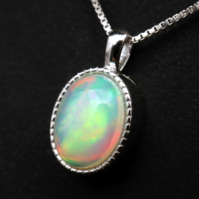 プレシャスオパール ペンダント 天然石 ネックレス AA Silver925 10 誕生石 エチオピア産 パワーストーン 天然石