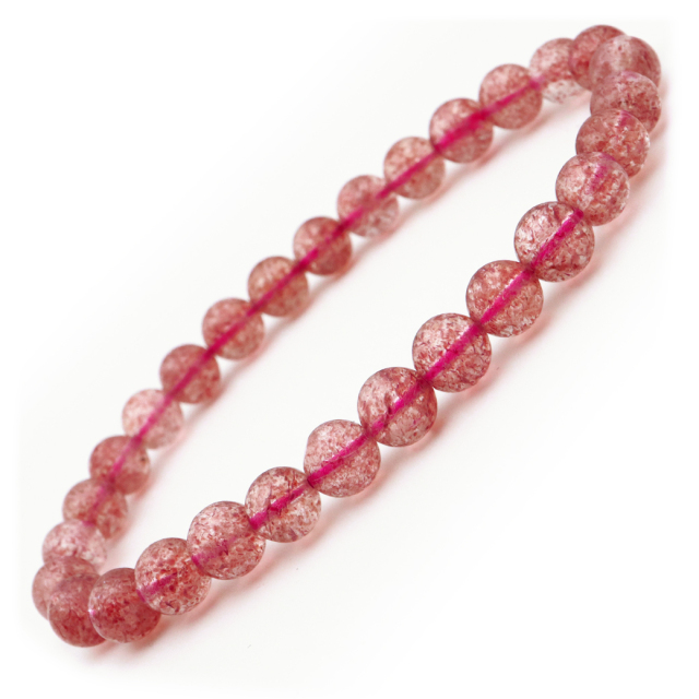 アフリカン ストロベリークォーツ ブレスレット 6mm 透明感あり 苺水晶 天然石 パワーストーン