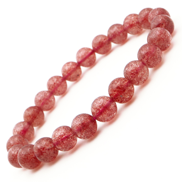 アフリカン ストロベリークォーツブレスレット 8mm 透明感あり 苺水晶 天然石 パワーストーン
