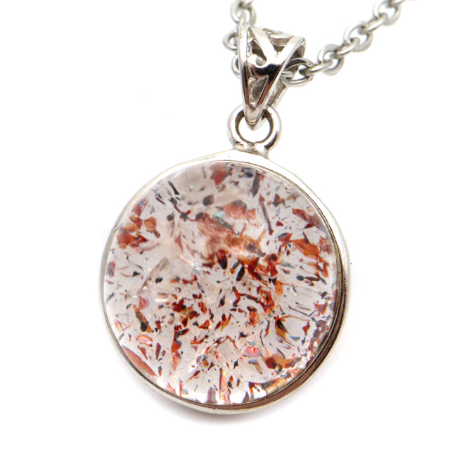 ストロベリークォーツペンダント Silver925 ステンレスチェーン付き 1点もの レピドクロサイトインクォーツ 天然石 パワーストーン
