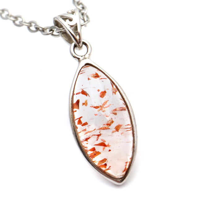 ストロベリークォーツペンダント Silver925 ステンレスチェーン付き 1点もの レピドクロサイトインクォーツ 天然石 パワーストーン
