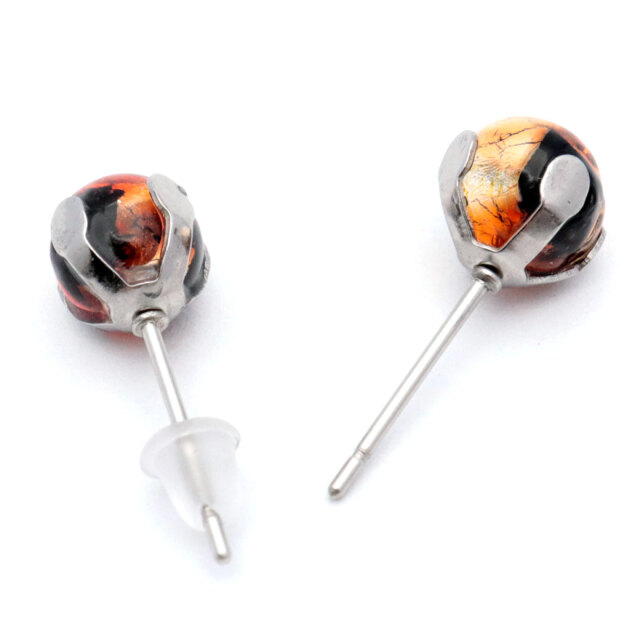 ホタルガラス ピアス レディース 光る 蓄光 スタッドピアス 6mm 8mm
