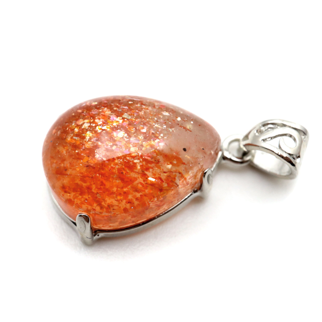 サンストーン ネックレス しずく ドロップ 天然石 ペンダント AAA