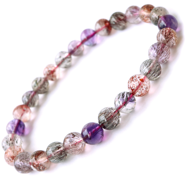 ✴︎虹入りスーパーセブン✴︎ 『9種類の天然石ブレスレット』 高品質 1点物 スーパーセブン ブレスレット 9mm AAA ブラジル産 マルチカラー