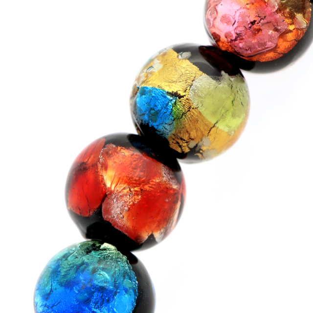 ホタルガラス ブレスレット 光る ミックスカラー ケラママリン オレンジ イエロー ブルー 8mm パワーストーン 沖縄 お土産 琉球 とんぼ玉