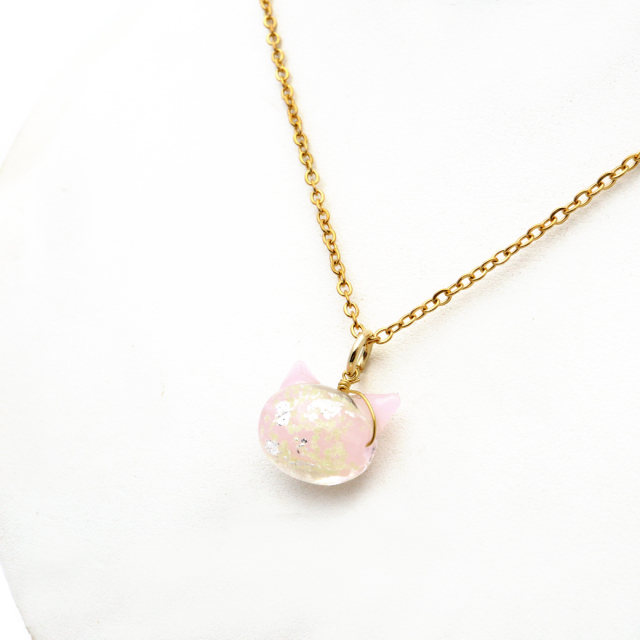 すず☆らん/冬景色と窓辺の子猫達　蓄光　オルゴナイトネックレス レジン/静かな夜の親子オオカミ 難破船 蓄光 オルゴナイト