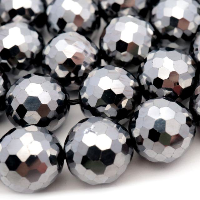 テラヘルツ鉱石 一連 ビーズ 12mm 1本 約40cm前後 ミラーカット 128面 健康 パワーストーン 天然石 テラヘルツ Terahertz