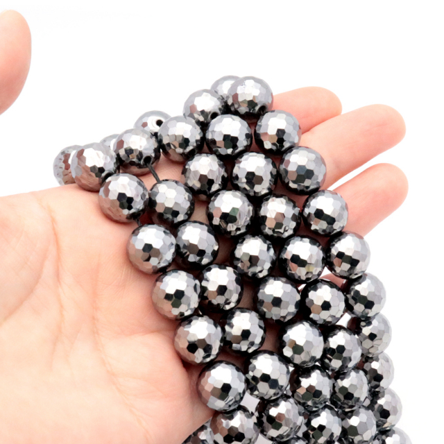 テラヘルツ鉱石 一連 ビーズ 12mm 1本 約40cm前後 ミラーカット 128面 健康 パワーストーン 天然石 テラヘルツ Terahertz