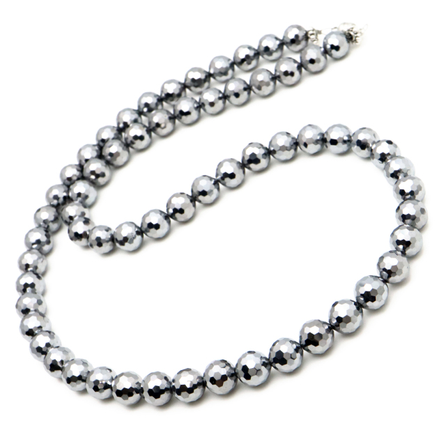 テラヘルツ鉱石 ネックレス メンズ レディース ミラーカット 8mm 高純度 40-60cm マグネット 変更可能