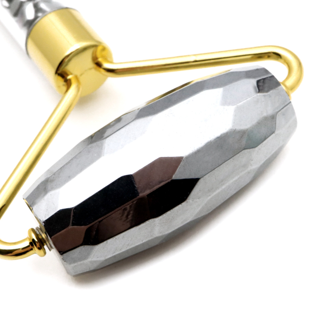 テラヘルツ鉱石 フェイスローラー さざれ入り 美顔 フェイスマッサージ フェイシャルローラー 健康 美容 送料無料