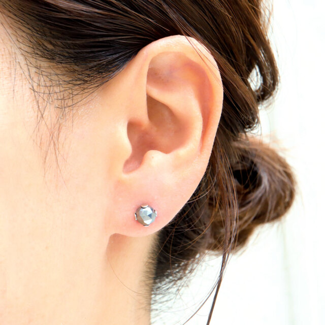 テラヘルツ鉱石 ピアス レディース メンズ スタッドピアス 6mm スターカット 100面 健康 おしゃれ かわいい 金属アレルギー