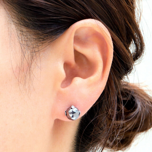 テラヘルツ鉱石 ピアス レディース メンズ スタッドピアス 8mm スターカット 100面 健康 おしゃれ かわいい 金属アレルギー