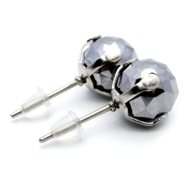 テラヘルツ鉱石 ピアス レディース メンズ スタッドピアス 8mm スターカット 100面 健康 おしゃれ かわいい 金属アレルギー