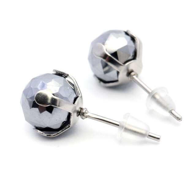 テラヘルツ鉱石 ピアス レディース メンズ スタッドピアス 8mm スターカット 100面 健康 おしゃれ かわいい 金属アレルギー