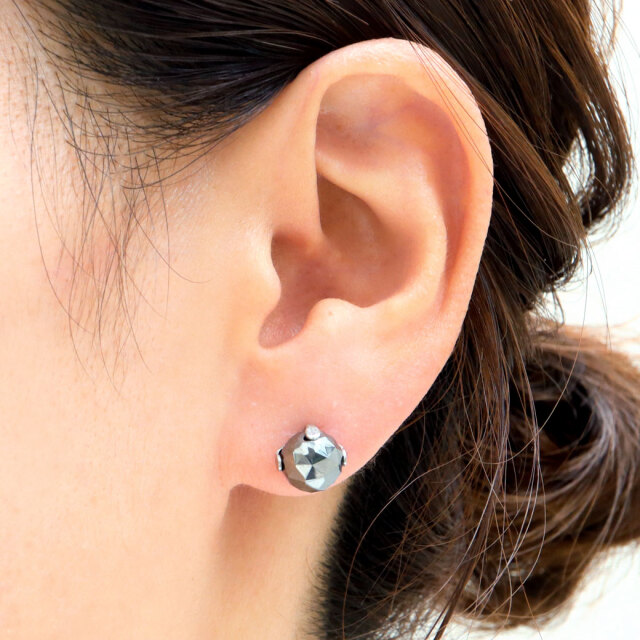 テラヘルツ鉱石 ピアス レディース メンズ スタッドピアス 8mm スターカット 100面 健康 おしゃれ かわいい 金属アレルギー
