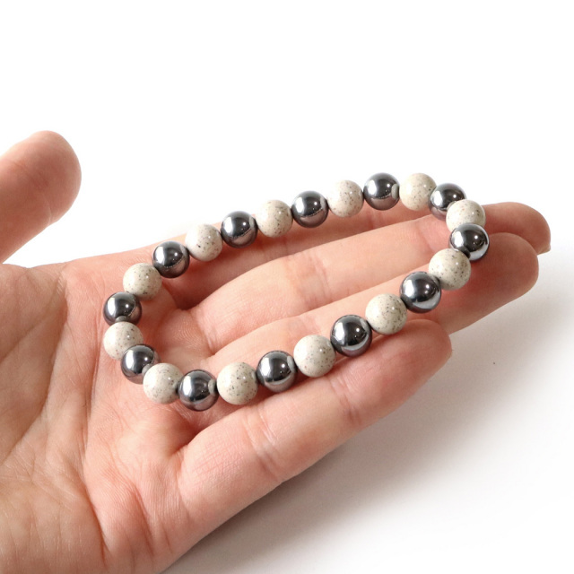 テラヘルツ鉱石 × 北投石 ブレスレット8mm 超遠赤外線