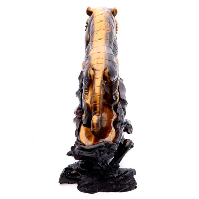 タイガーアイ 虎 置物 彫刻 台座付き 2.6kg 虎眼石 風水 干支 とら 寅