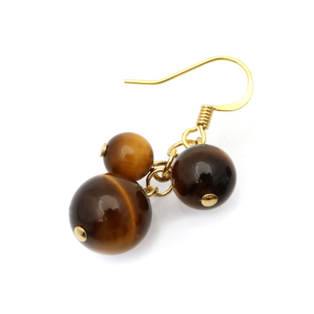 タイガーアイ ピアス レディース 両耳用 ぶどう房型 虎目石 かわいい
