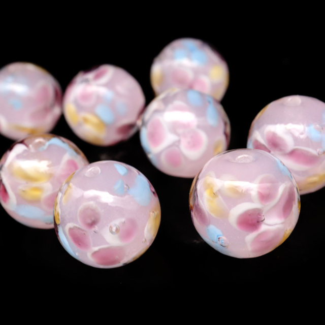 とんぼ玉 花柄 ビーズ 12mm 夏 お祭り 9種類から選べる 綺麗 和