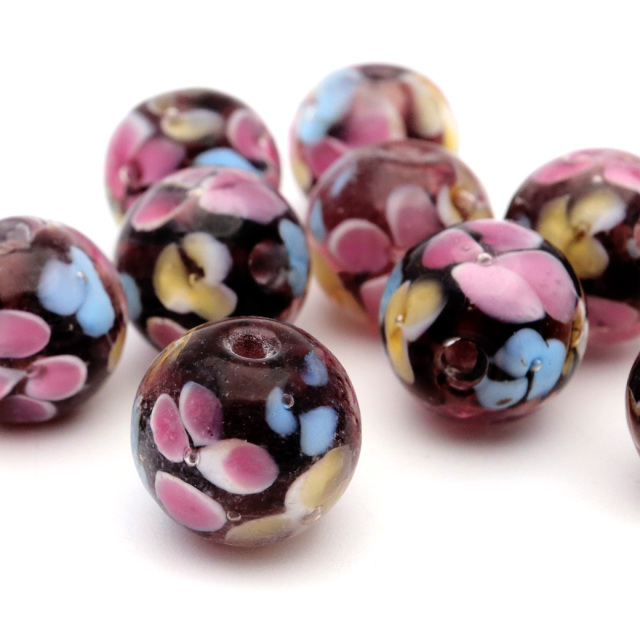 とんぼ玉 花柄 ビーズ 12mm 夏 お祭り 9種類から選べる 綺麗 和 ブレスレット ピアス ペンダント ネックレス ヘアピン 制作 ハンドメイド