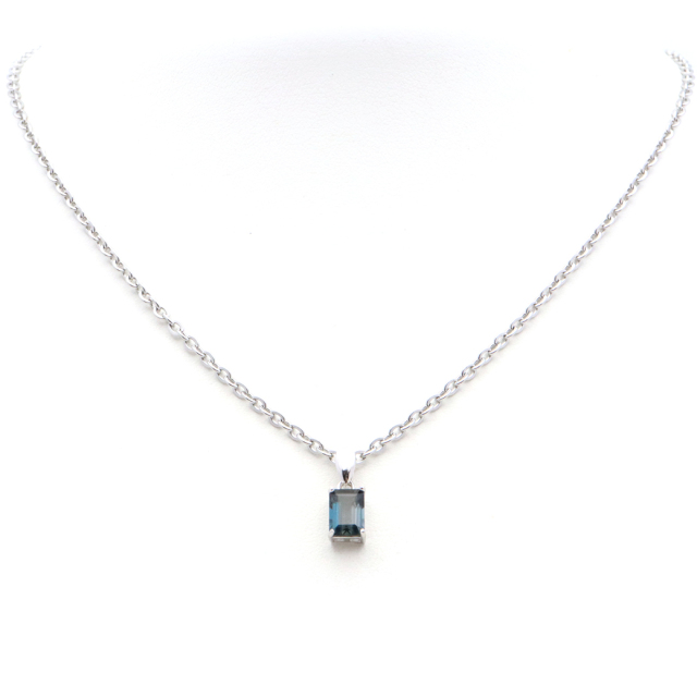 ロンドンブルー トパーズ ネックレス AAA スクエア ファセット
