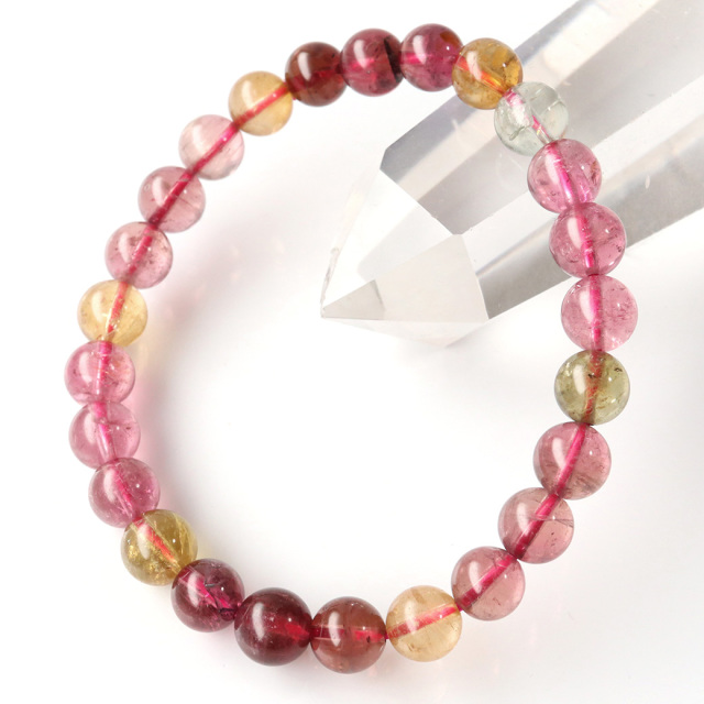 1215129高品質✨透明質トルマリンブレスレット6.8-7ミリ15センチ