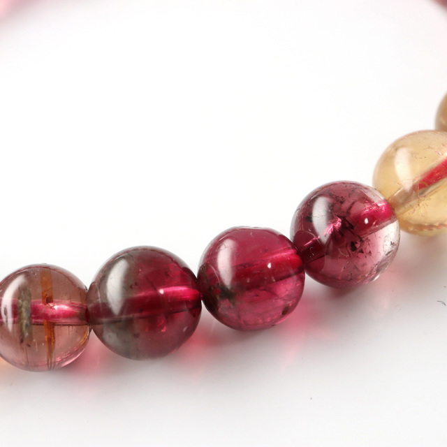 トルマリン マルチカラー AAA ブレスレット 高品質 透明感あり パワーストーン 1点物