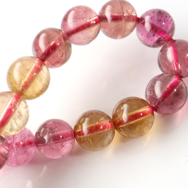 トルマリン マルチカラー AAA ブレスレット 高品質 透明感あり パワーストーン 1点物