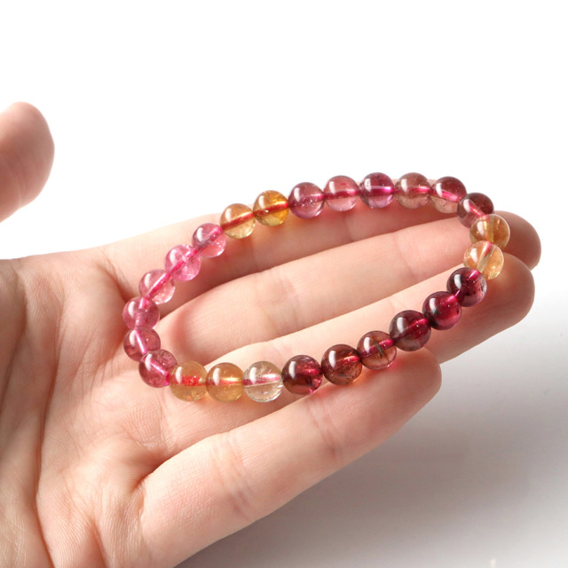 トルマリン マルチカラー AAA ブレスレット 高品質 透明感あり パワーストーン 1点物