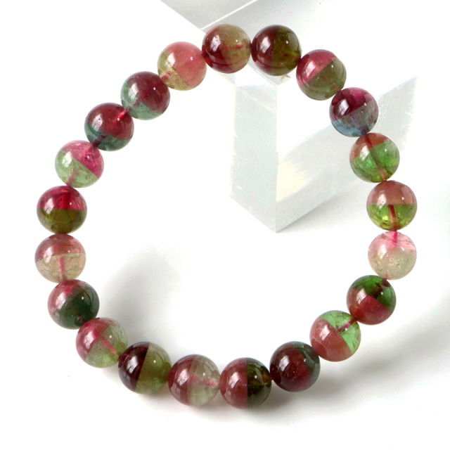 天然ウォーターメロントルマリン　ブレスレット9mm ウォーターメロン トルマリン ブレスレット 9mm 電気石 パワーストーン