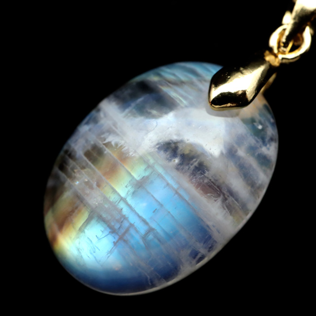 ムーンストーン ネックレス しずく ドロップ 6月 誕生石 天然石 レインボー ムーンストーン ペンダント 長石 moonstone