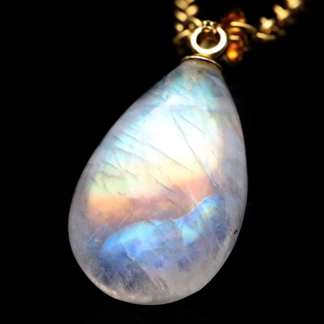 ムーンストーン ネックレス しずく ドロップ 6月 誕生石 天然石 レインボー ムーンストーン ペンダント 長石 moonstone